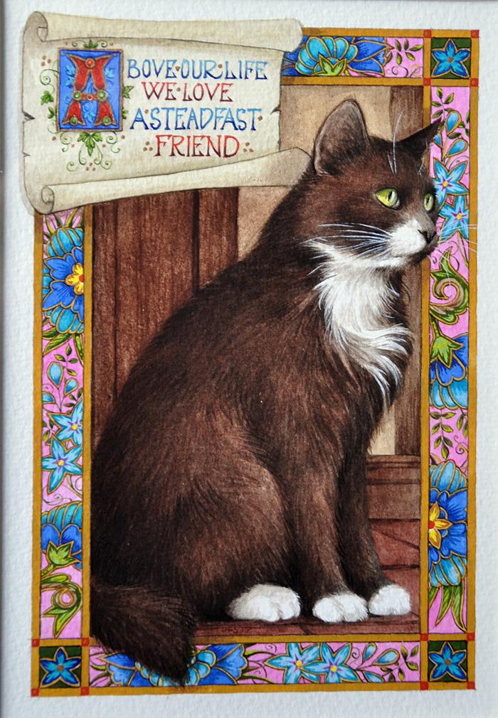 Above our life we love a steadfast friend Inspired by Christopher Marlowe Watercolour by Debby Faulkner-Stevens