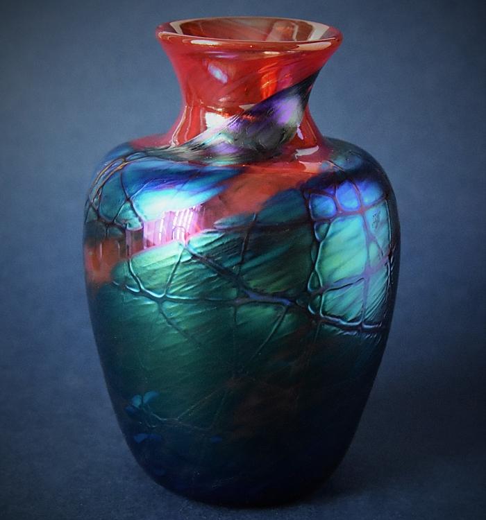 Blue and Red Vase Y6 Kayleigh Young Glass