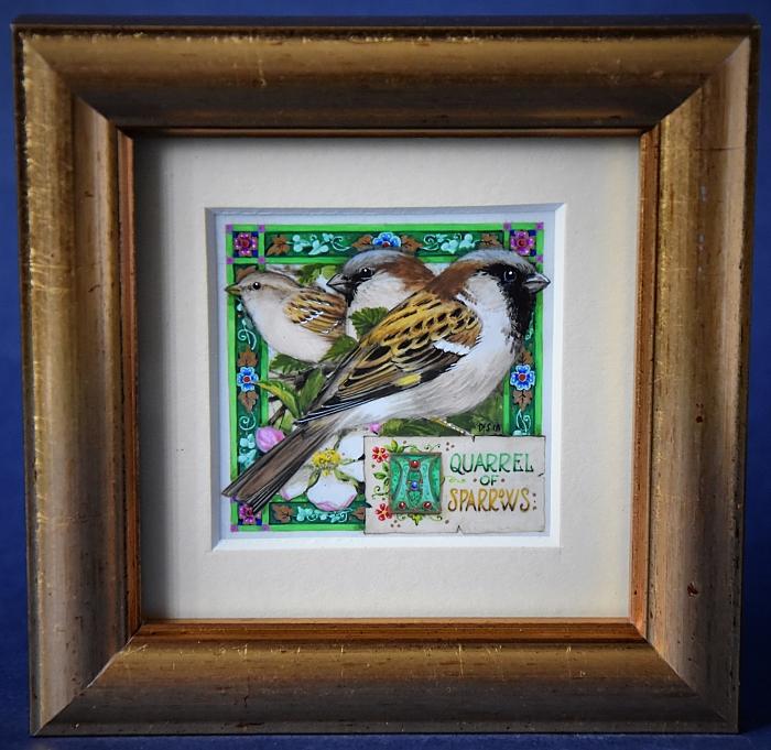 'A Quarrel of Sparrows' Watercolour by Debby Faulkner-Stevens