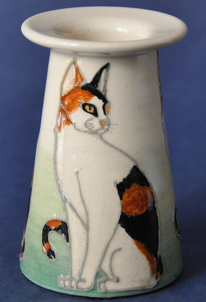 Dennis Chinaworks Mini Black and Ginger Cat Vase Sally Tuffin Numbered Edition