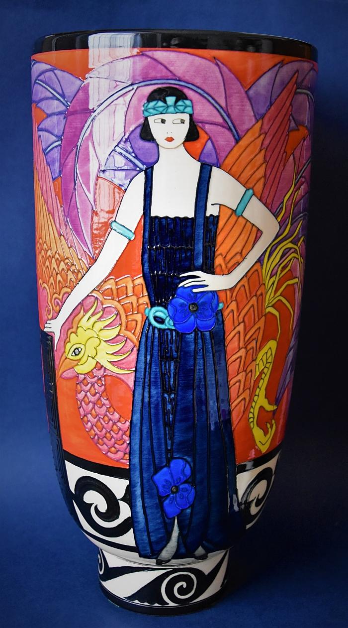 Dennis Chinaworks Phoenix L Deco Vase A Limited Edition of 20 by Sally Tuffin