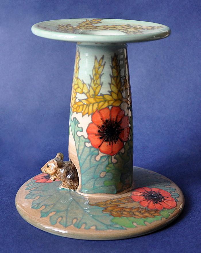 Dennis Chinaworks Poppies and Corn Candlestick Sally Tuffin