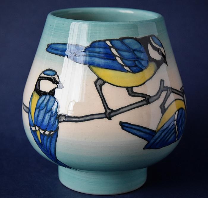 Dennis Chinaworks Blue Tit XS Bud Vase Sally Tuffin