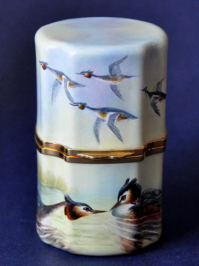 Elliot Hall Enamels Great Crested Grebe ST1 GCG Stanford Box £775.00 approx. 7.5cm in height Limited Edition of 25 Nigel Creed