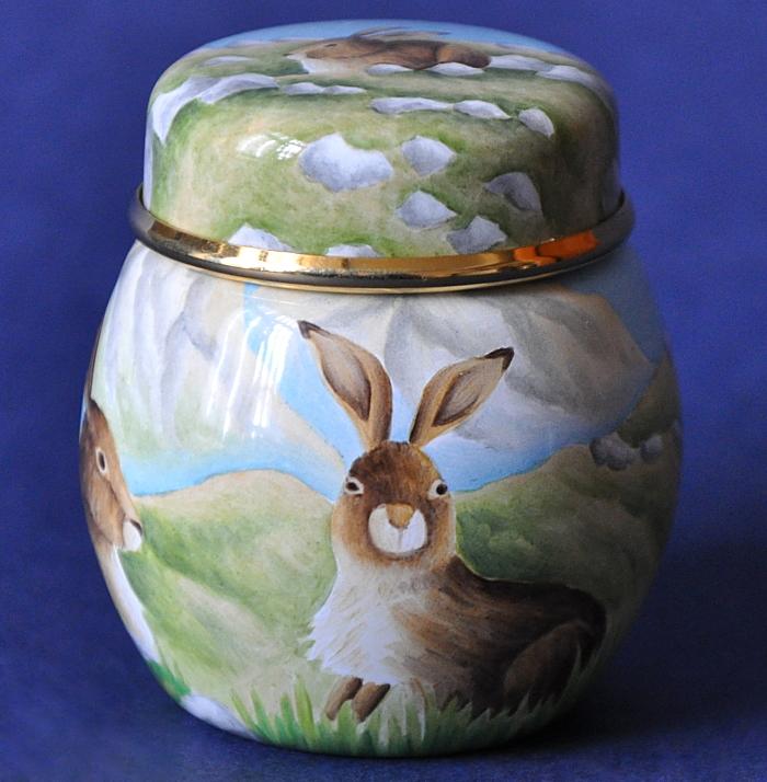 Elliot Hall Enamels Hare Ginger Jar
