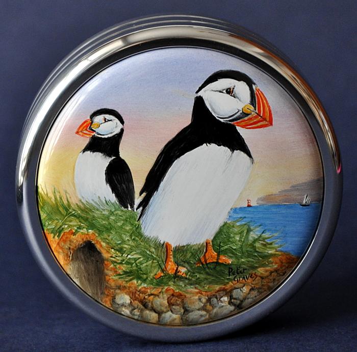 Elliot Hall Enamels Puffins P/W