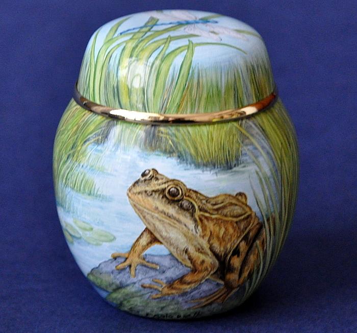 Elliot Hall Enamels Frogs Ginger Jar SH-F