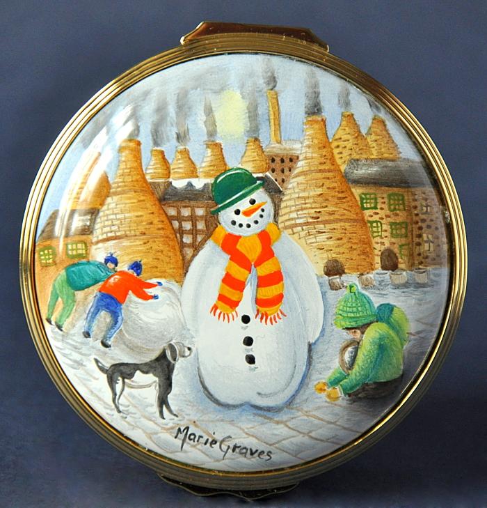 Elliot Hall Enamels Snowmen Box