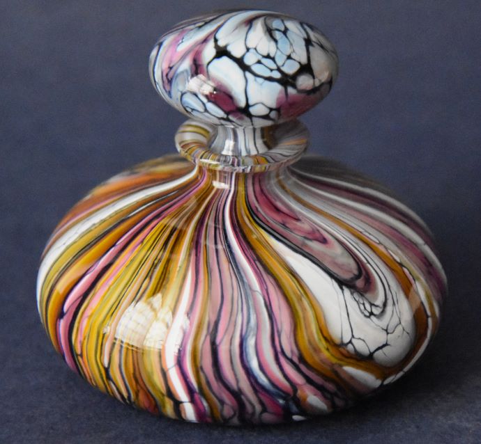 Stratum Pink Squat Perfume Bottle Small Isle of Wight Studio Glass