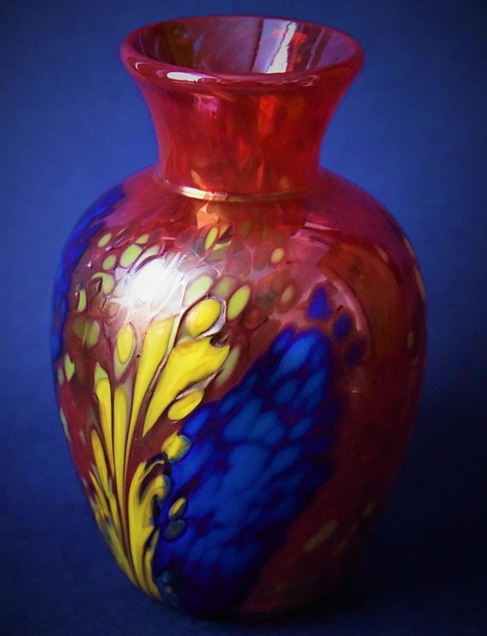Red Baluster Vase With Blue B5 Kayleigh Young Glass