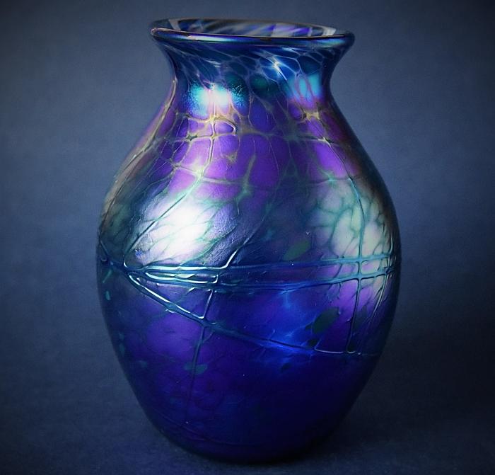Lilac and Blue Vase Y5 Kayleigh Young Glass