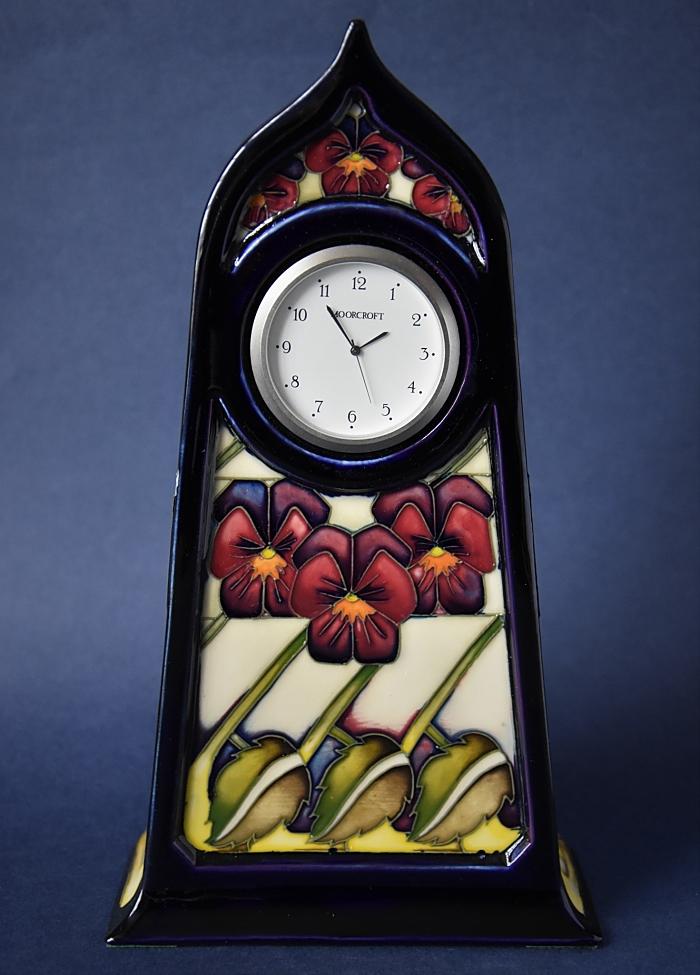 Moorcroft Pottery Dame's Pansy CL4 Clock Kerry Goodwin Open Edition