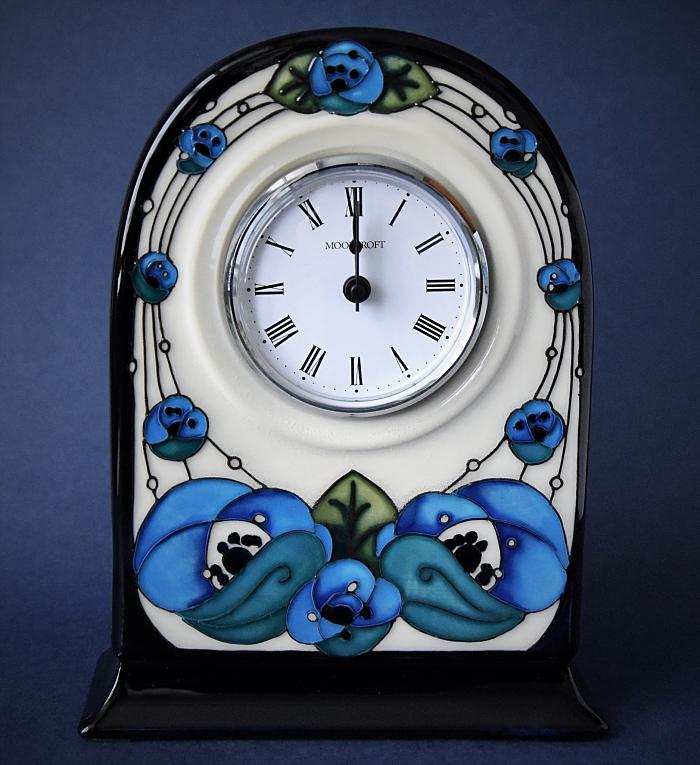 Moorcroft Pottery CL6 Clock Rennie Rose Blue Rachel Bishop An Open Edition