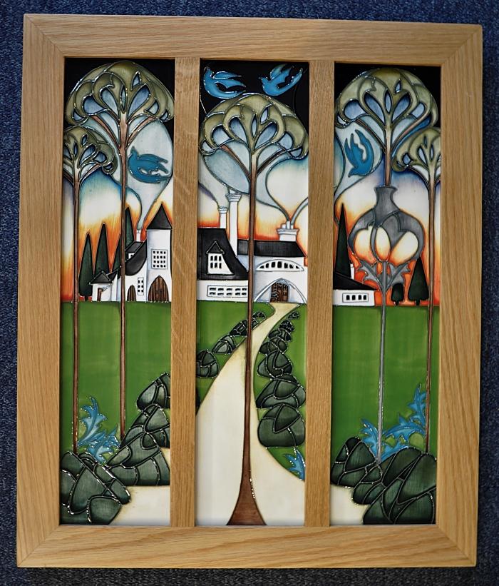 Moorcroft Pottery Triptych Plaque Eventide House The Way Kerry Goodwin Limited Edition of 75