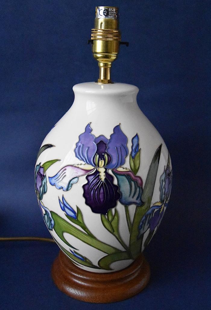 Moorcroft Pottery L3/8 Bearded Iris Lamp Nicola Slaney An Open Edition