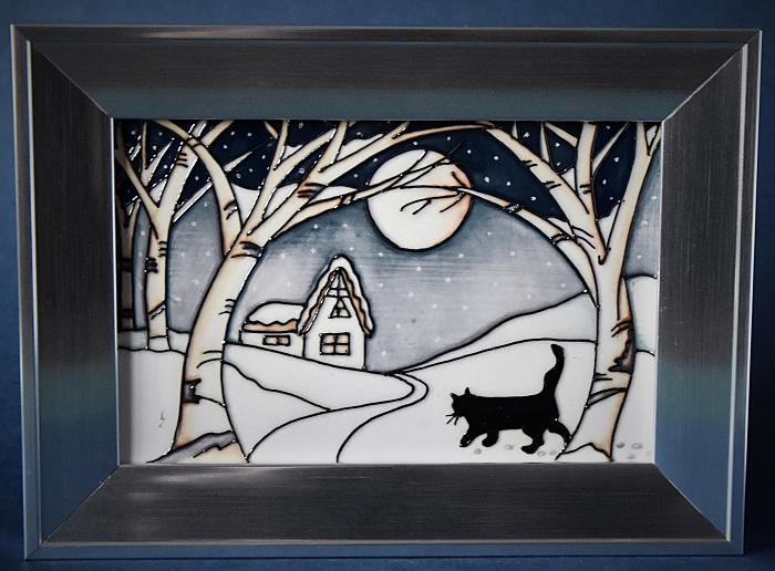 Moorcroft Pottery PLQ9 Mr Coal the Christmas Cat Rachel Bishop Open Edition