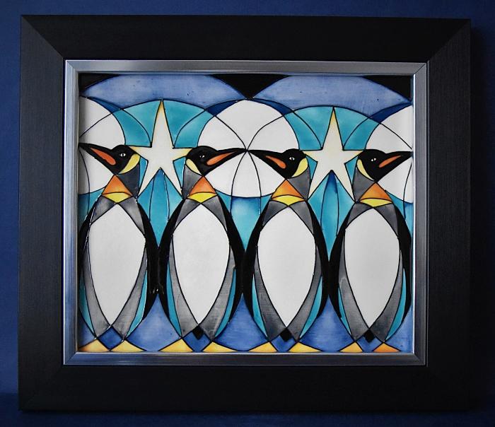 Moorcroft Pottery PLQ10 Penguin Frieze Plaque Nicola Slaney An Open Edition