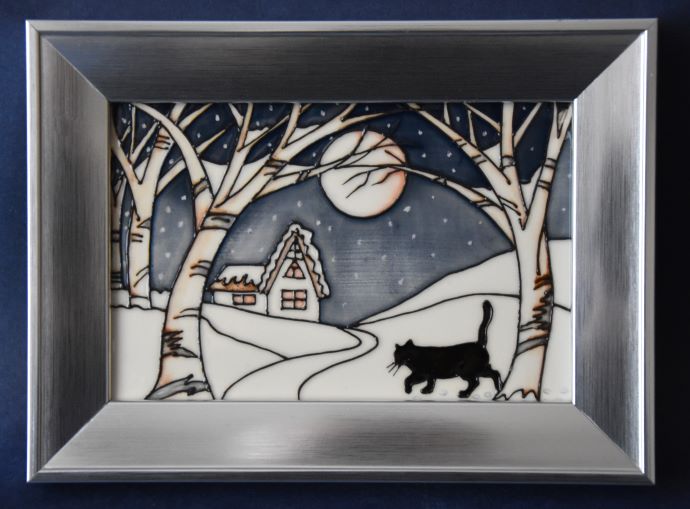 Moorcroft Pottery PLQ14 Mr Coal The Christmas Cat Plaque Rachel Bishop An Open Edition