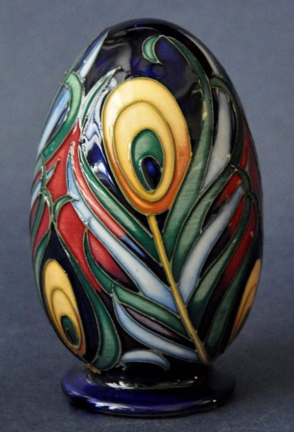 Moorcroft Pottery Peacock Feather Egg