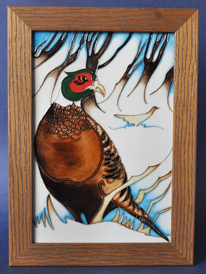 Moorcroft Pottery Pheasants of Snow Hollow PLQ11 Emma Bossons Open Edition