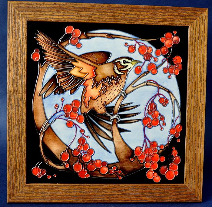 Moorcroft Pottery PLQ8 Redwing Vicky Lovatt Limited Edition of 50
