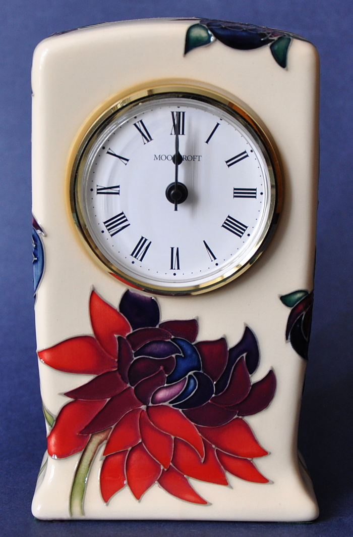 Moorcroft Pottery Ruby Red Cl1 Clock Emma Bossons Open Edition