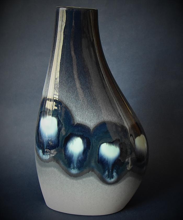 Poole Pottery Blue Orchid Asymmetrical 27cm Flask Vase Vase