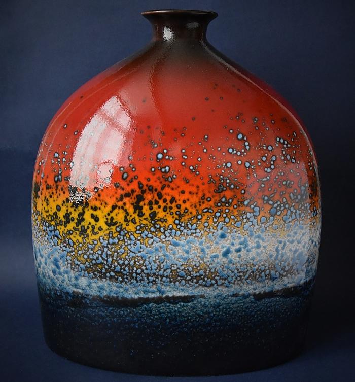 Poole Pottery Sunset 28cm Large Oval Bottle Vase