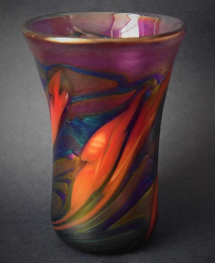 Purple Vase With Red Flowers KAY4 Kayleigh Young Glass