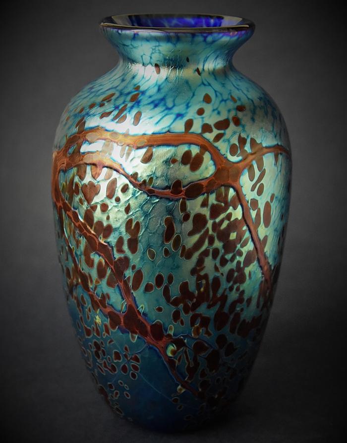 Richard Golding Glass Blue Baluster Blue Vase B