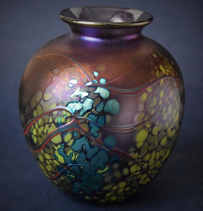 Richard Golding Glass Orange Pink Vase F