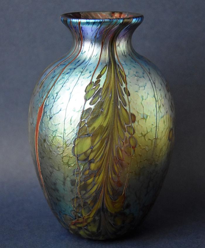 Richard Golding Station Glass Hanging Foliage Iridescent Vase