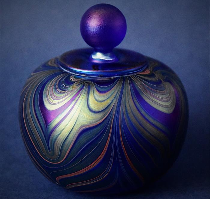 Richard Golding Station Glass Blue Folded Rim Perfume Bottle