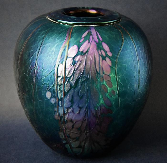 Richard Golding Station Glass Green Rolled Rim Vase