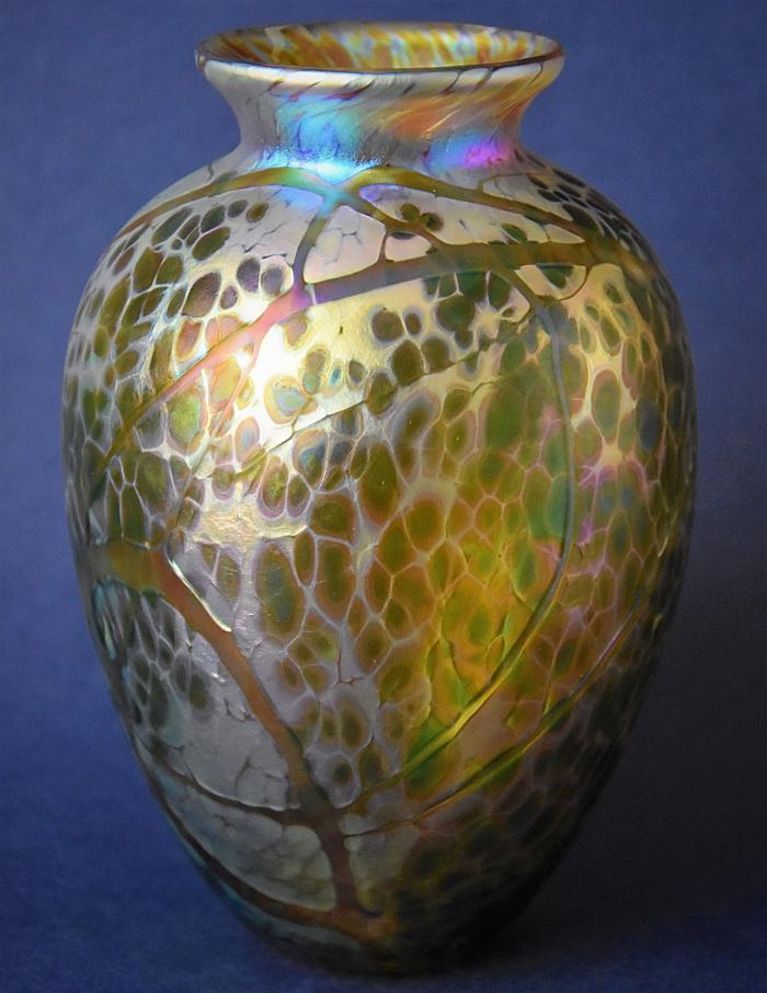 Richard Golding Station Glass Green and Gold Vase
