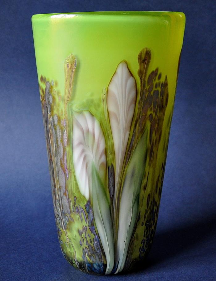 Richard Golding Station Glass Lime Green Vase White Flowers