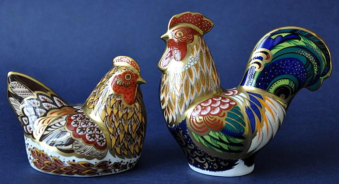 Royal Crown Derby Derbyshire Hen and Cockerel (pair) Limited Edition of 350 Pairs
