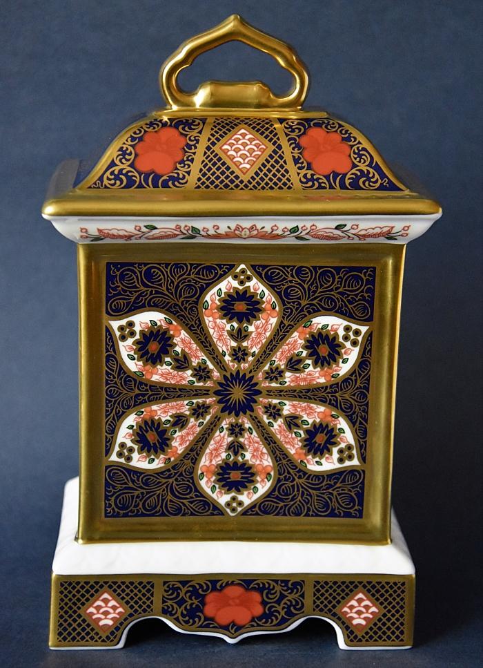 Royal Crown Derby Old Imari Solid Gold Band Mantle Clock
