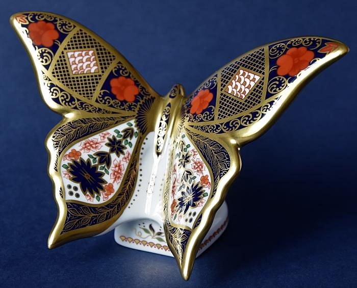 Royal Crown Derby Old Imari Solid Gold Band Butterfly