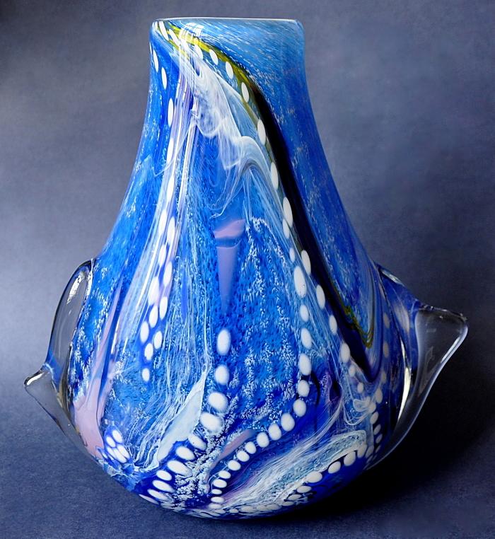 Siddy Langley Glass Large Blue Free-Form Vase