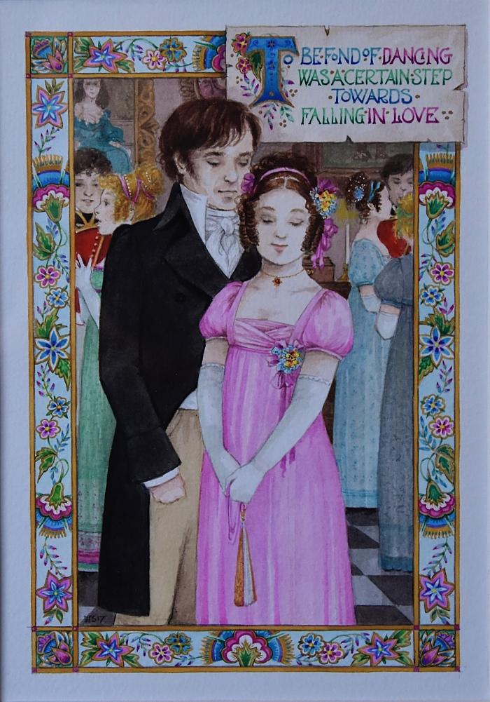 'To be fond of dancing' Pride and Prejudice inspired by Jane Austen Watercolour by Debby Faulkner-Stevens