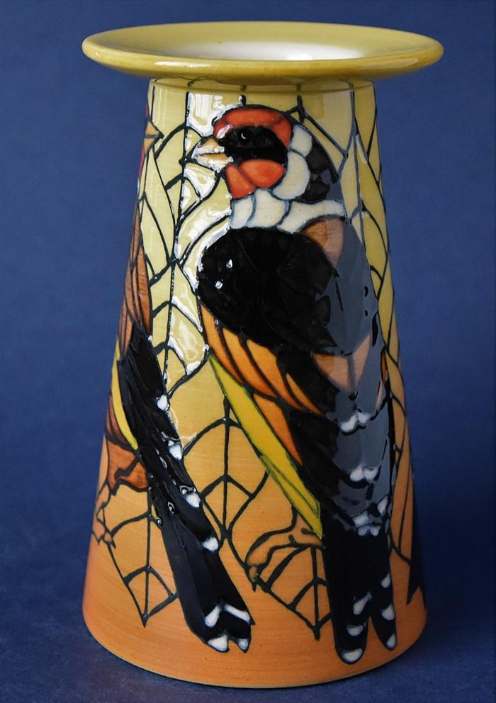 Dennis Chinaworks Goldfinch 5 inch Conical Vase Sally Tuffin