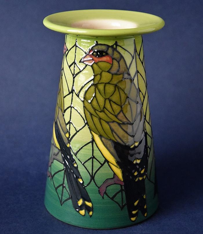 Dennis Chinaworks Greenfinch 5 inch Conical Vase Sally Tuffin