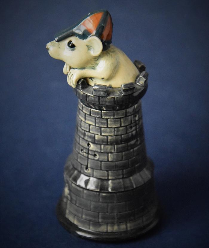Dennis Chinaworks Mouse Chess Piece Black Castle