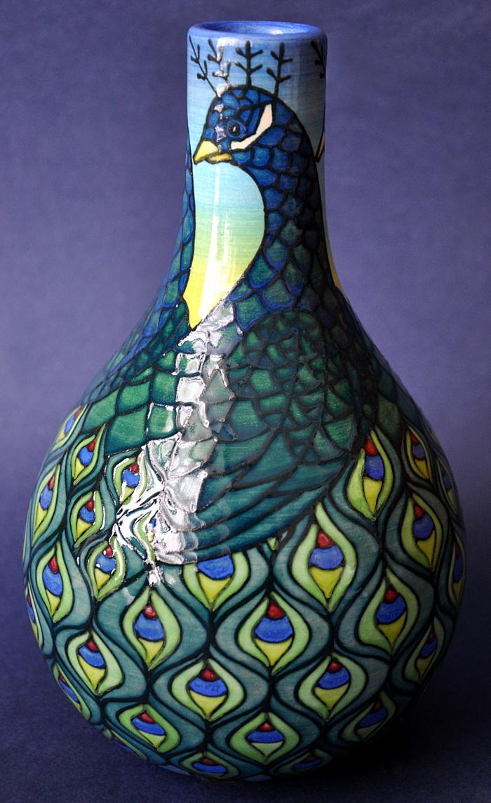 Dennis Chinaworks Peacock Bottle Sally Tuffin