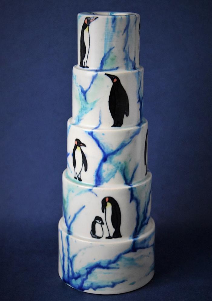 Dennis Chinaworks Penguin Sidestep Candlestick Sally Tuffin A Numbered Edition