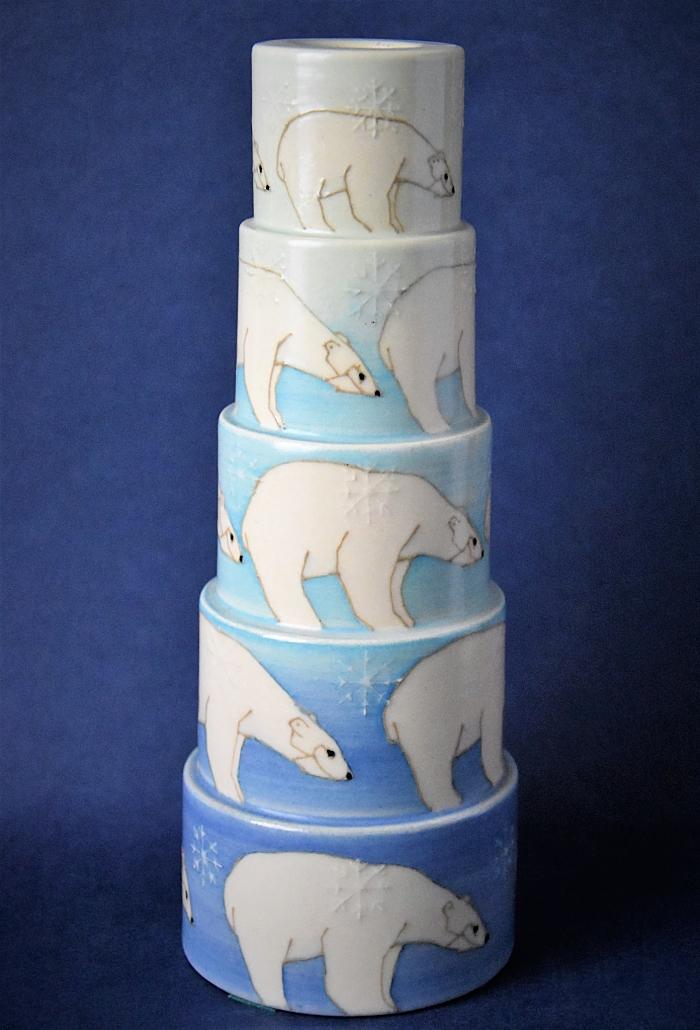 Dennis Chinaworks Polar Bear Sidestep Candlestick Sally Tuffin A Numbered Edition