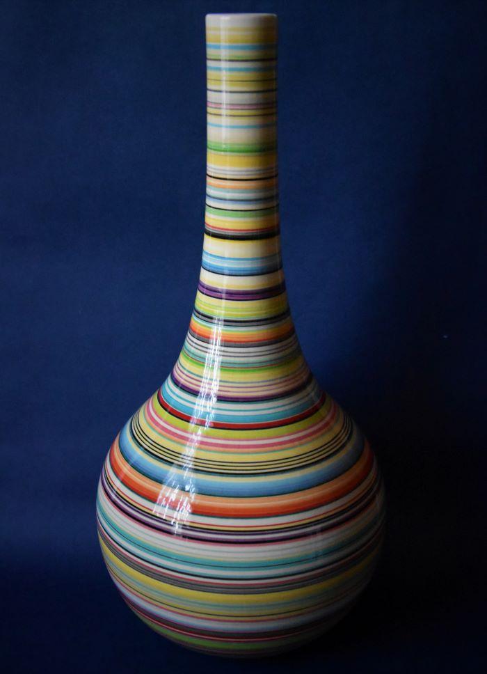 Dennis Chinaworks Striped Bottle Long Necked Bottle Vase A Limited Edition of 20