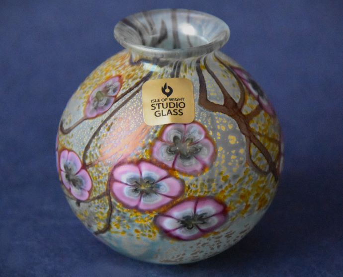 Blossom Time Miniature Round Pot Vase Isle of Wight Studio Glass