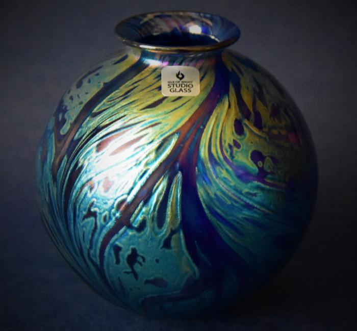 Blue Vine Round Pot Large Isle of Wight Studio Glass